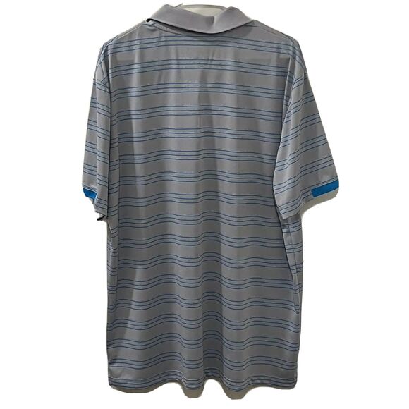 PGA Tour Mens Golf Athletic Fit Polo Shirt Size 2XL Gray Blue Striped Shirt - Picture 2 of 12